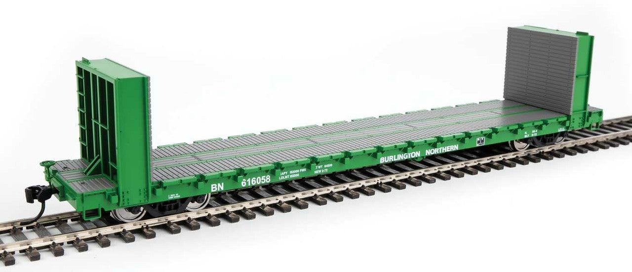 Walthers 910-5863 HO BN RTR 60' Pullman-Standard Bulkhead Flatcar #616058
