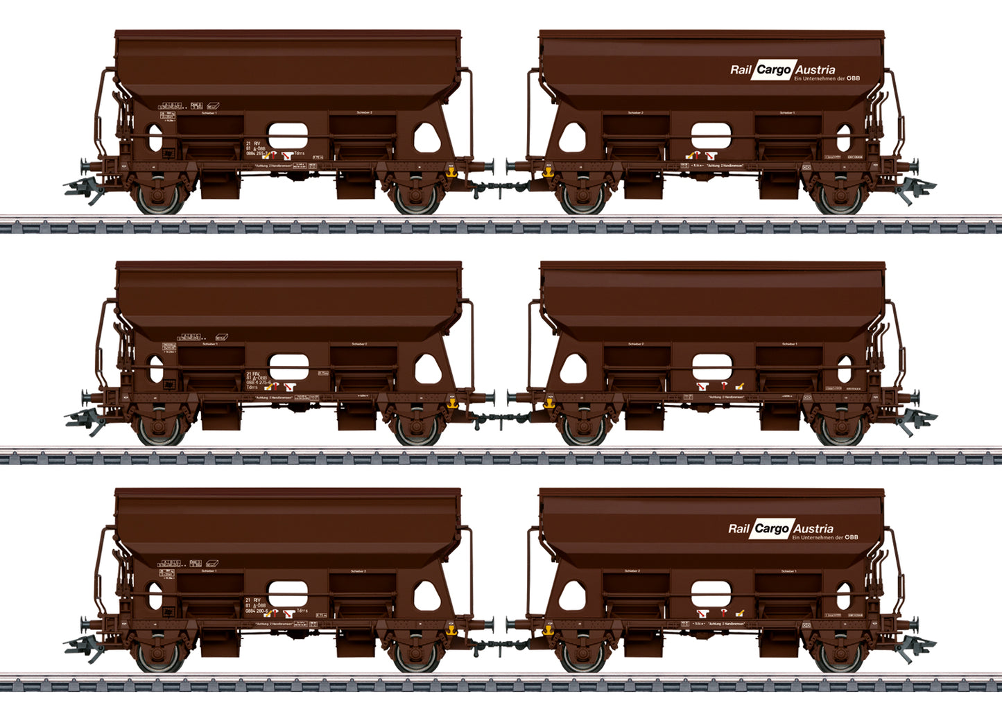 Marklin 46308 HO Rail Cargo Austria Hinged Roof Freight Car (Set of 6)
