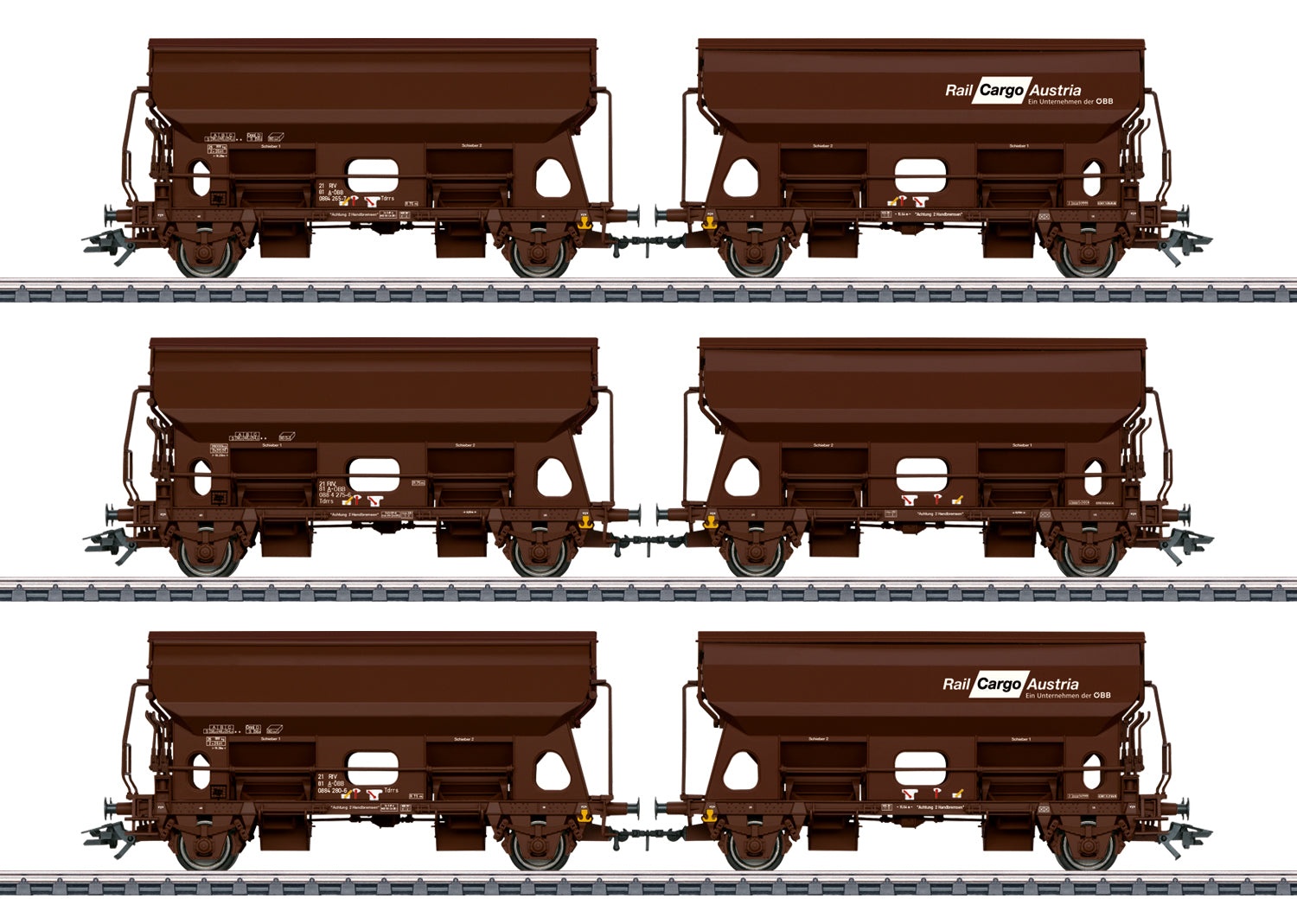 Marklin 46308 HO Rail Cargo Austria Hinged Roof Freight Car (Set of 6)