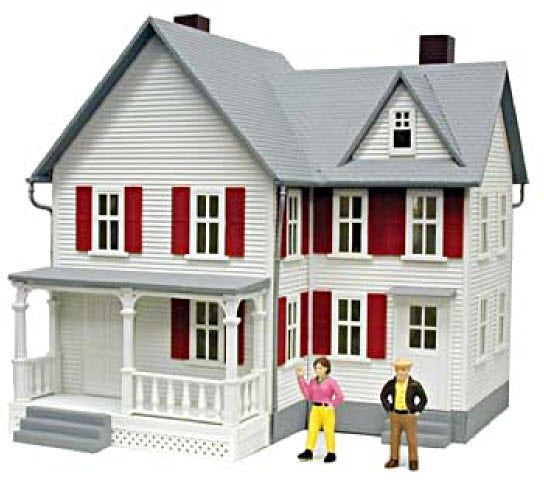 Model Power 6355 O / 0-27 Built-Up Kennedy's House Lighted W/2 Painted Figures