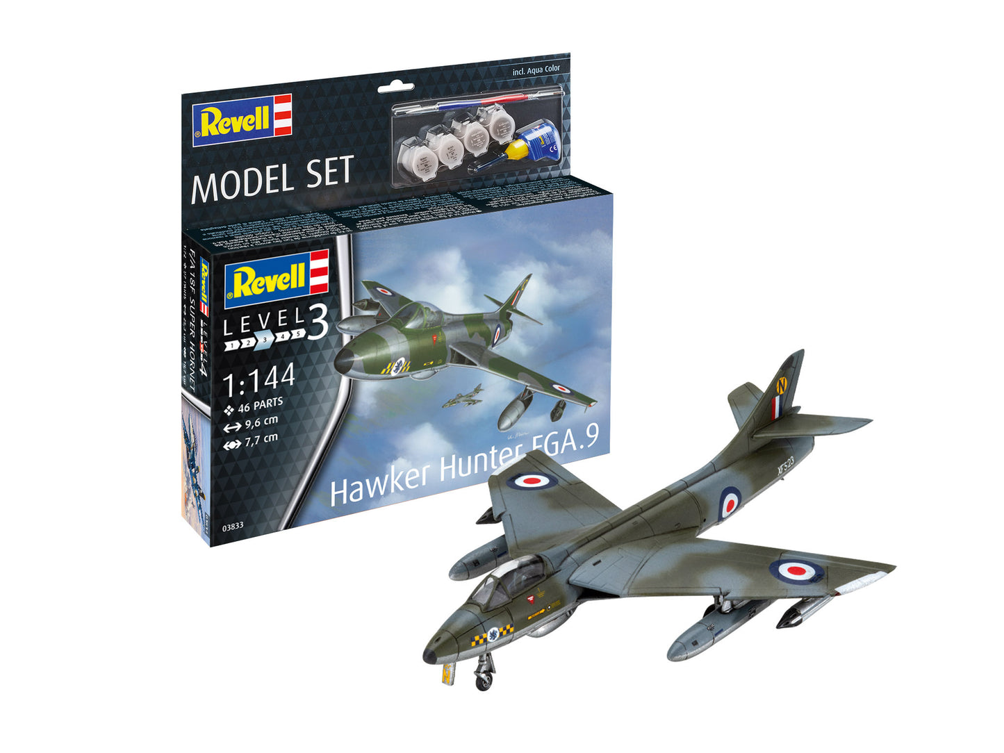 Revell of Germany 63833 1:144 Hawker Hunter FGA.9 Starter Set Military Plane Kit