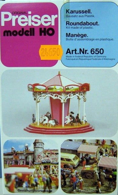 Preiser 650 HO Roundabout Carousel Plastic Model Kit