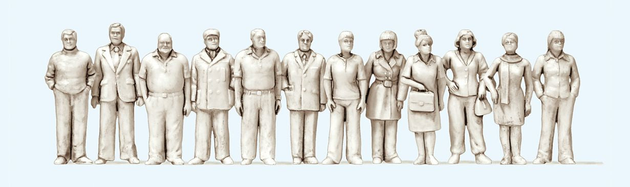Preiser 68291 O Unpainted Standing People Figures (Set of 12)
