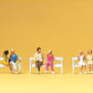 Preiser 79092 N Seated Couples Figures with Benches (Set of 6)