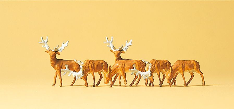 Preiser 79179 N Scale Stags Deers Figures (Set of 6)