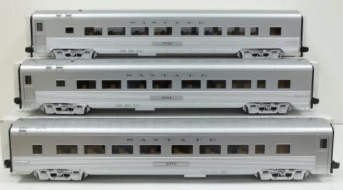 MTH 70-65026 G Santa Fe Streamlined Ribbed Passenger Car Set (Set of 3)