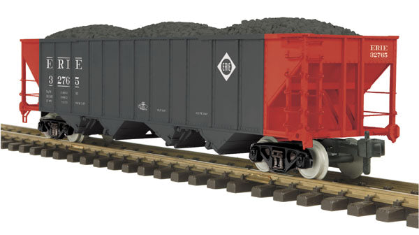 MTH 70-75017 G Scale Erie 4-Bay Hopper with Metal Wheels Coal #32765