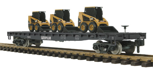 MTH 70-76042 G Scale Caterpillar Flat Car with 3 CAT 226 Skid Loaders