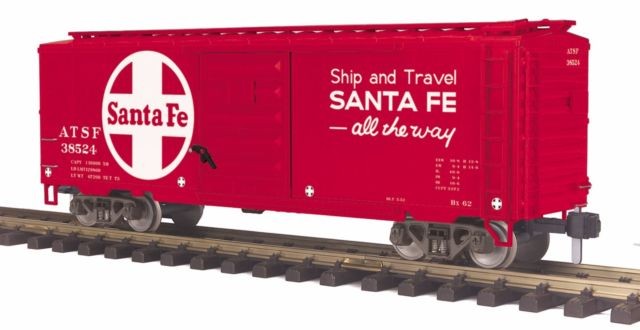 MTH 70-74086 G Scale Santa Fe Railking 40 ft Box Car #38524 w/ Metal Wheels