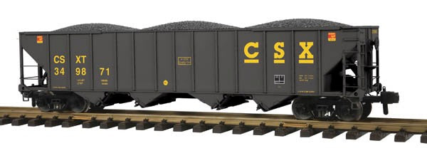 MTH 70-75040 Railking G Scale CSX 4 Bay Hopper #349871 (Metal Wheels)