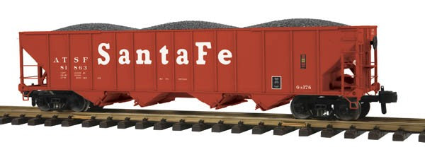 MTH 70-75044 G Scale Santa Fe Railking 4 Bay Hopper with Metal Wheels #81863