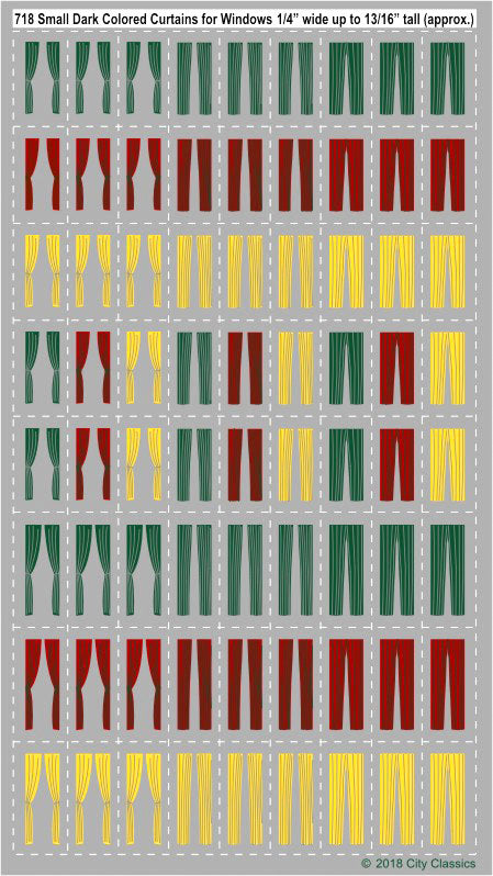 City Classics 718 HO Scale Small Dark Colored Curtains For Windows