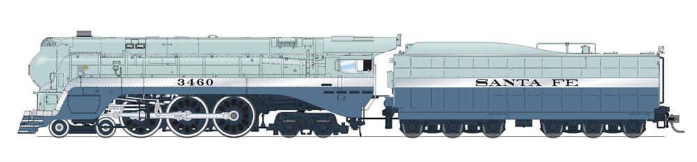 Broadway Limited 7351 Brass Hybrid HO ATSF Blue Goose Steam Engine SND/DCC #3460