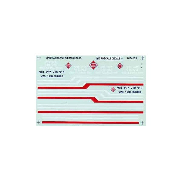 Microscale 60-4139 N 1990+ Virginia Railway Express Locomotives Decal Sheet