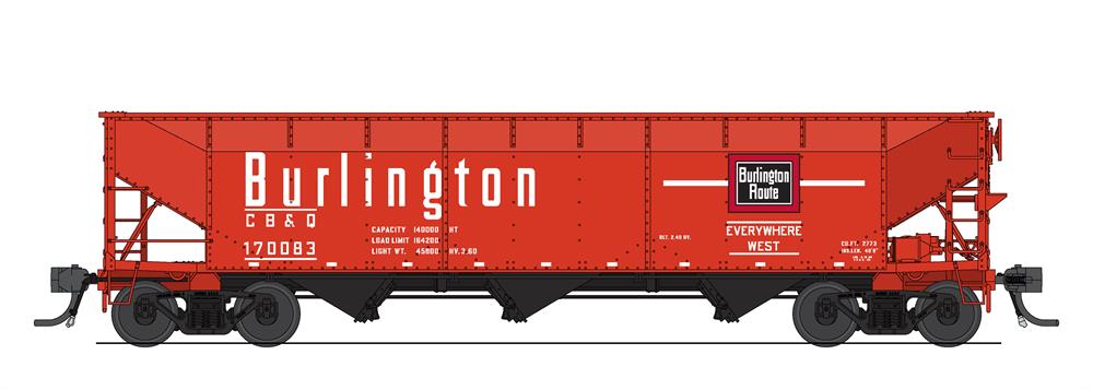 Broadway Limited 7372 HO CB&Q AAR 70-Ton Triple Hopper (Pack of 4)