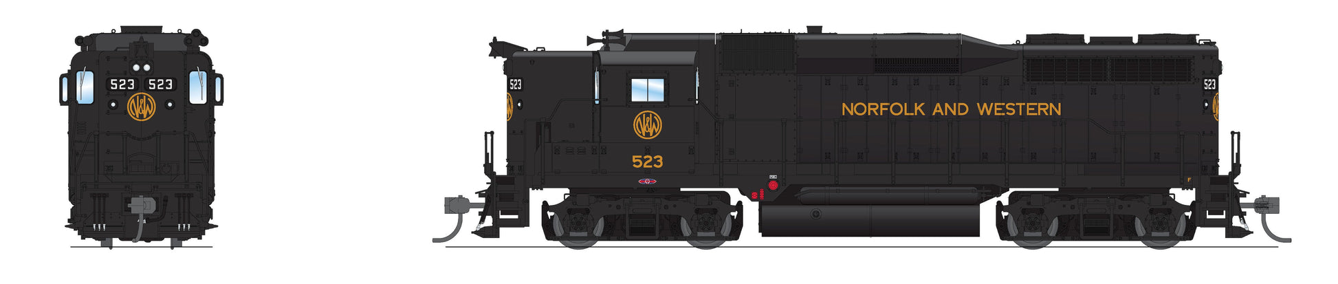 Broadway Limited 7573 HO N&W As Delivered GP30 Diesel Locomotive with Sound #525