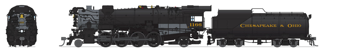 Broadway Limited 8186 HO C&O K-2 Mikado Steam Locomotive 12-VC Tender #1182
