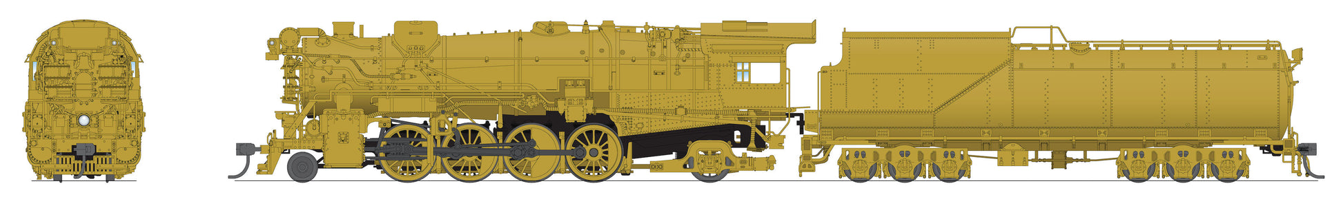 Broadway Limited 7600 HO Unlettered C&O K-2 Mikado Steam Loco w/2-VC Tender