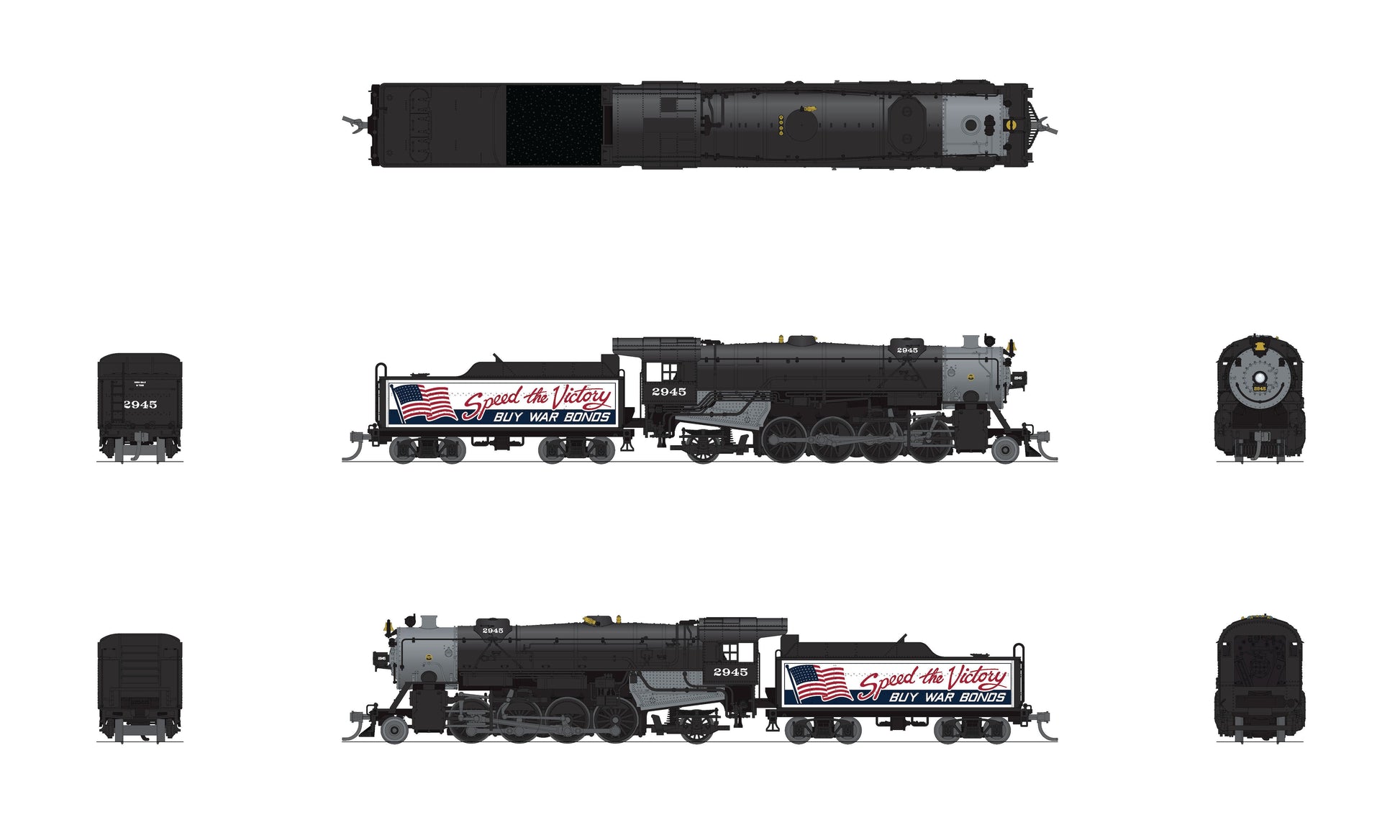 Broadway Limited 7842 N War Bonds Billboard USRA Heavy Mikado Steam Locomotive