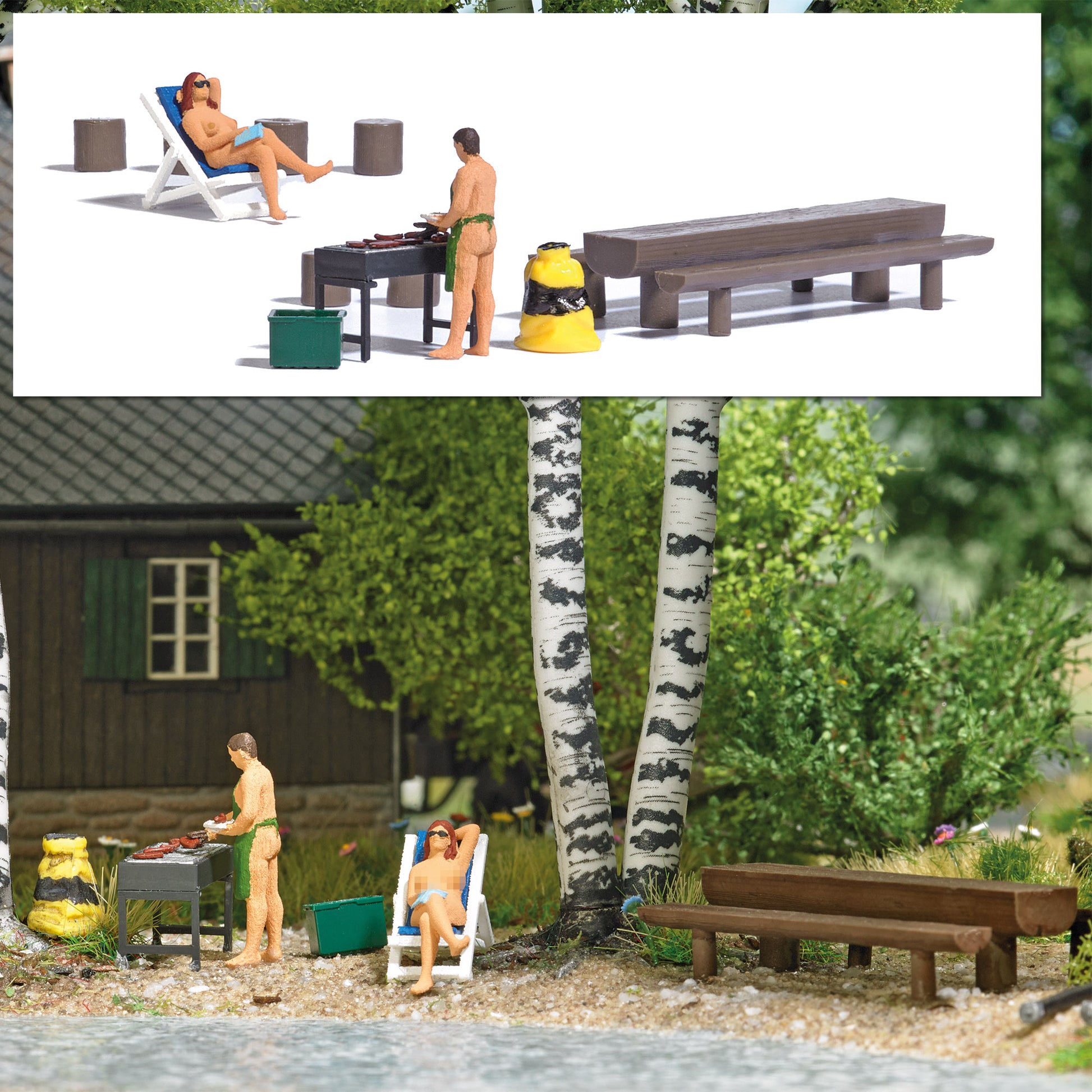 Busch 7946 HO Nude BBQ Figure Set