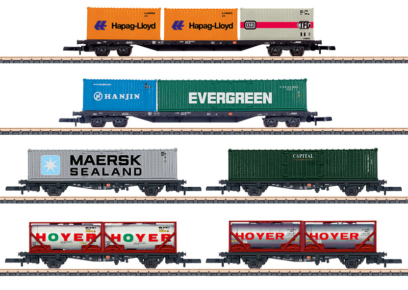 Marklin 82665 Z German Railway Company Container Transport Cars (Set of 6)