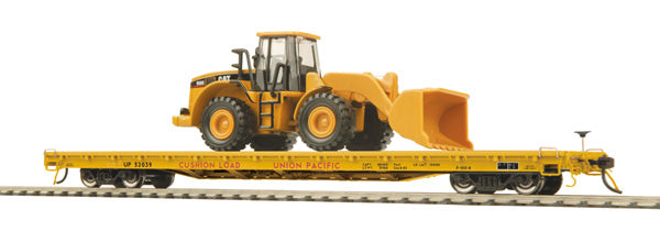 MTH 80-98016 Union Pacific HO Scale 60' Wood Deck Flat Car w/950G Wheel Loader