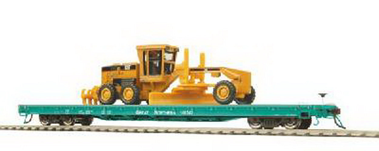 MTH 80-98020 Great Northern HO Scale 60' Wood Deck Flat Car w/163H Motor Grader