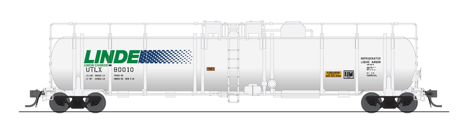 Broadway Limited 8044 HO Linde Type A Cryogenic Tank Car