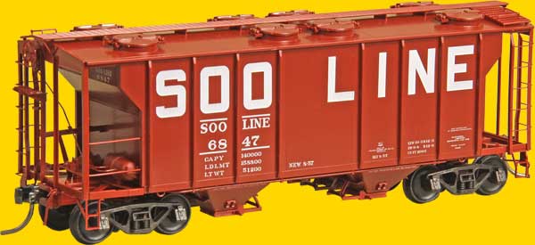 Kadee 8044 HO Soo Line PS-2 2-Bay Covered Hopper Freight Car #6847