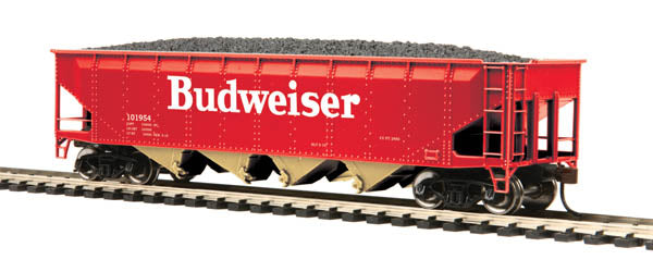 MTH 81-75003 HO Scale Budweiser 70-Ton Quadruple Hopper Car with Coal Load