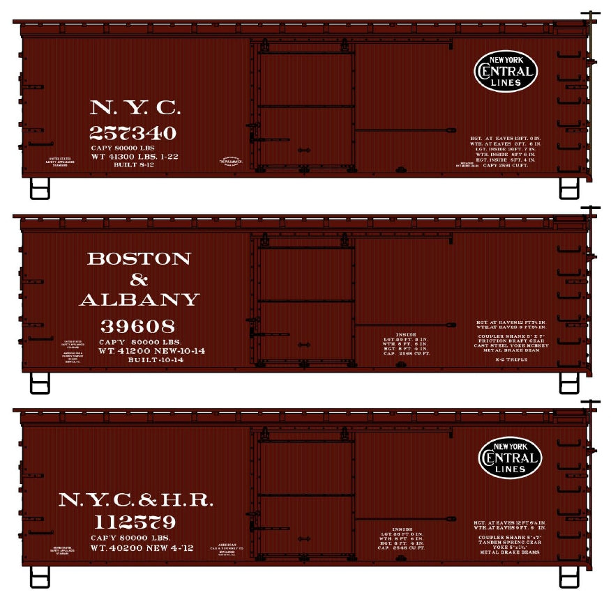 Accurail 8125 HO NYC Lines 36' Double Sheath Wood Boxcar (Set of 3)