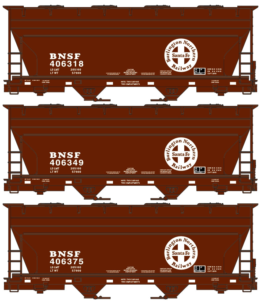 Accurail 8139 HO Burlington Northern/Santa Fe ACF Covered Hopper Kit (Set of 3)