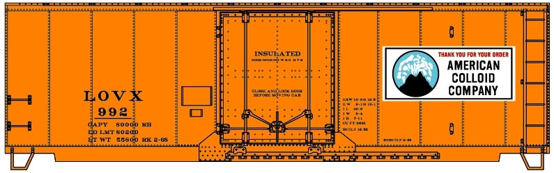 Accurail 81413 HO LOVX Volcano Logo 40' Insulated Steel Boxcar Kit #992