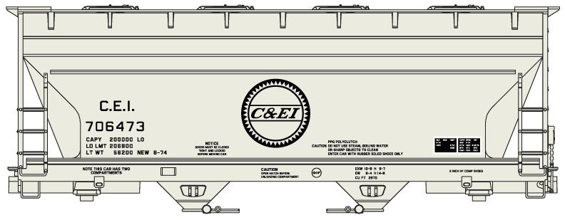 Accurail 81513 HO C&EI 2-Bay ACF Covered Hopper Kit #706473