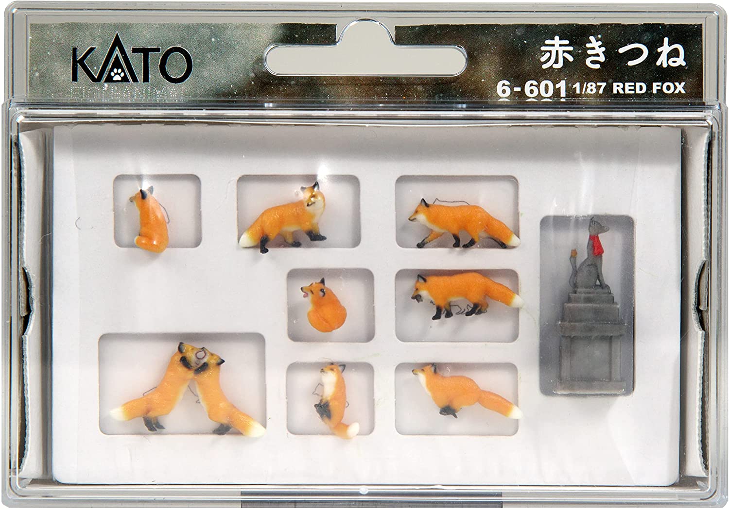 Kato 6-601 HO Animals - Red Fox Figures (Set of 9)