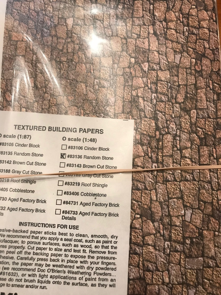 Micro-Mark 83136 O Scale Random Stone Textured Building Papers (Pack of 4)