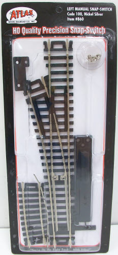 Atlas 860 HO Scale Code 100 Nickel Silver Left Hand Manual Snap Switch Turnout
