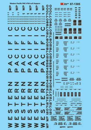 Microscale 60-1305 N Western Pacific FMC 4700 Cuft Hopper Decal Sheet