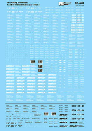 Microscale 60-478 N Intel Rail 4&10 Pack Piggy Back Flat Cars IMPAC Decal Sheet