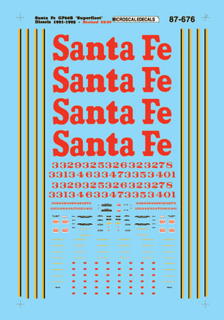 Microscale 60-676 N 1991+ Santa Fe GP60B Super Fleet Locomotives Decal Sheet