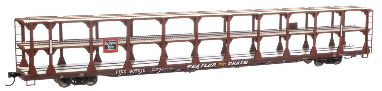 Walthers 910-8201 HO CB&Q 89' Flatcar w/Tri-Level Open Auto Rack #905070 - RTR