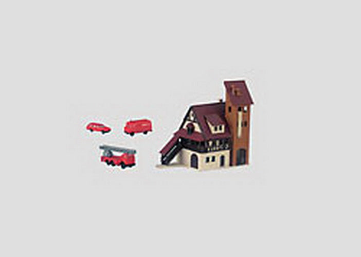 Marklin 89800 Z Fire Station Building Kit with Fire Department Vehicles