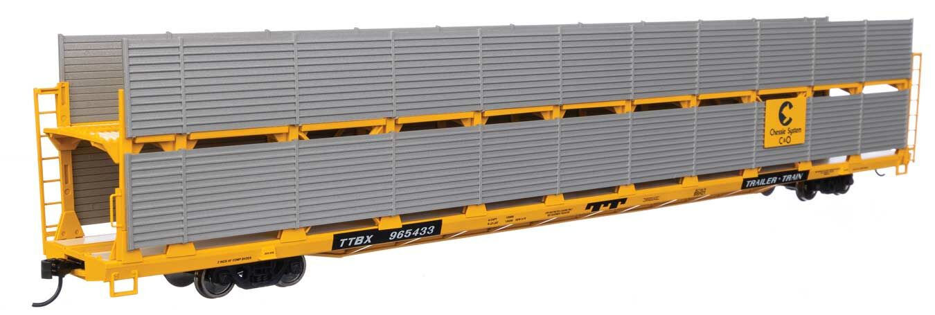 Walthers 910-8106 HO C&O 89' Flatcar w/ Bi-Level Shielded Auto Rack RTR #965433