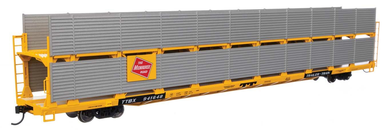 Walthers 910-8117 HO MILW 89' Flatcar w/ Bi-Level Shielded Auto Rack RTR #941648