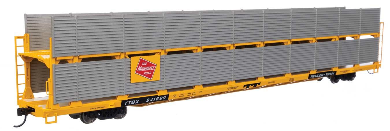 Walthers 910-8120 HO MILW 89' Flatcar w/ Bi-Level Shielded Auto Rack RTR #941689