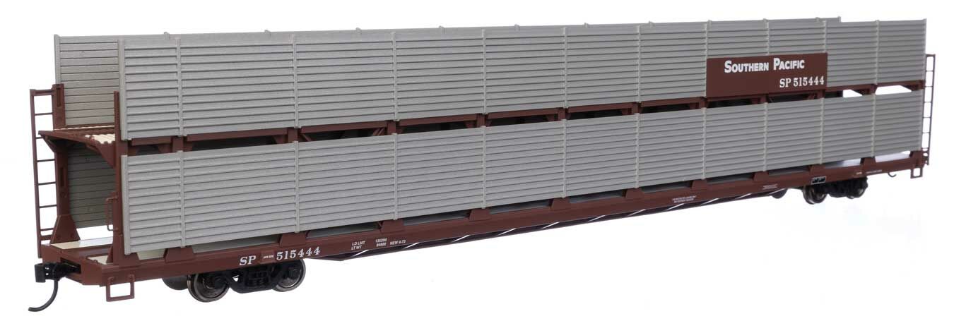 Walthers 910-8128 HO SP 89' Flatcar with Bi-Level Shielded Auto Rack RTR #515444