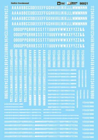 Microscale 70021 N White Condensed Gothic Alphabet Decal Sheet