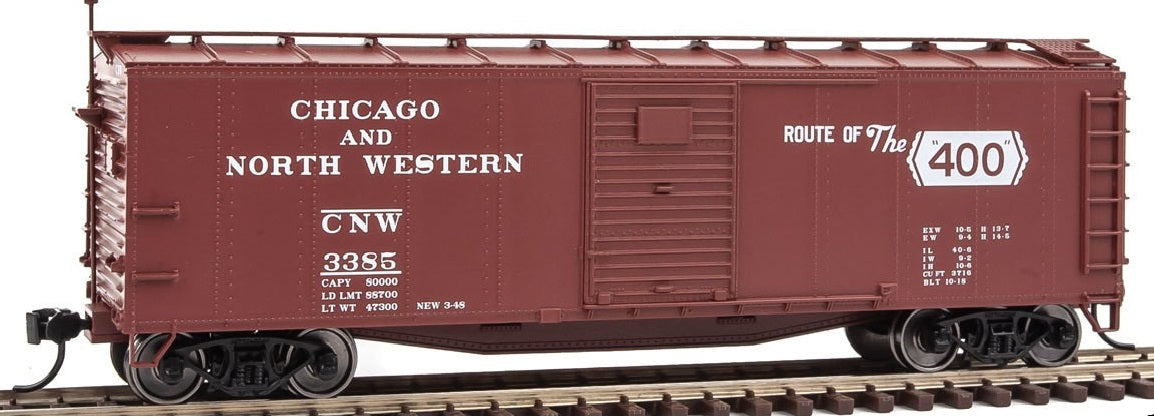 Walthers 910-40804 HO Chicago & North Western 40' Rebuilt Steel Boxcar #3385