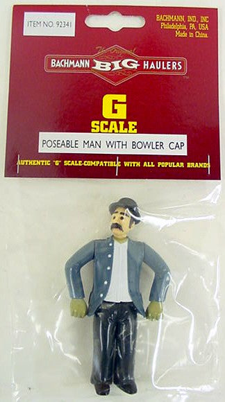 Bachmann 92341 G Scale Man With Bowler Cap Painted Plastic Figure
