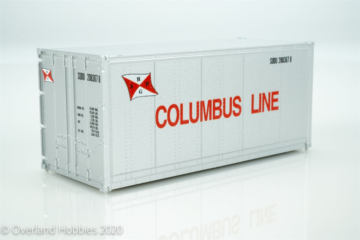 Walthers 949-8663 HO Columbus Line 20' Smooth-Side Container Ready to Run